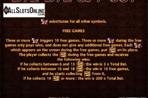 Paytable 2. Bye Bye Spy Guy from Casino Technology