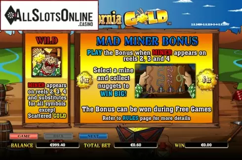 Paytable 1. California Gold from NextGen