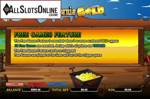 Paytable 4. California Gold from NextGen