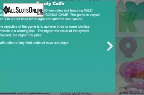 Game Rules. Candy Cash (Mobilots) from Mobilots
