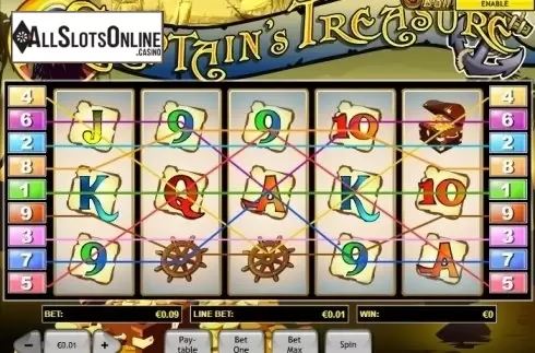 Game Workflow screen. Captain's Treasure (Playtech) from Playtech