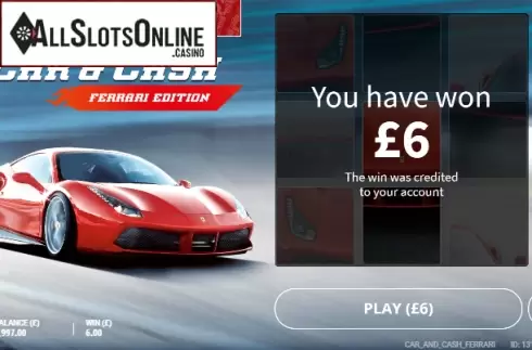 Win screen 2. Car & Cash - Ferrari from gamevy