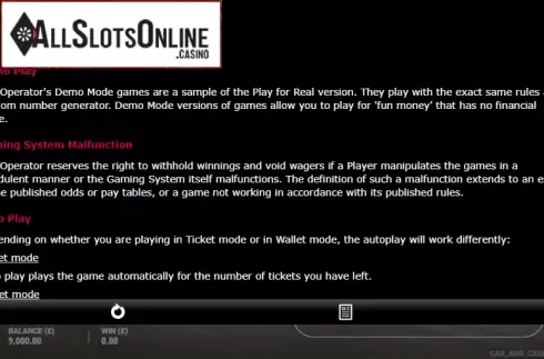 Paytable 3. Car & Cash - Nissan from gamevy
