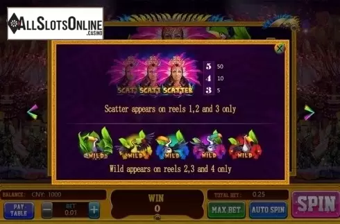 Paytable 3. Carnival of Brazil from Aiwin Games