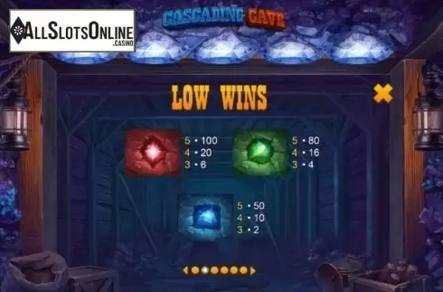 Paytable 2. Cascading Cave from Playtech