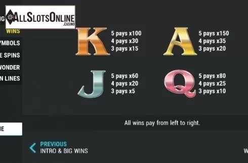 Paytable 2. Cash Conquest from Slot Factory