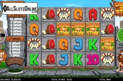 Reel Screen. Cashed in Stone from CORE Gaming