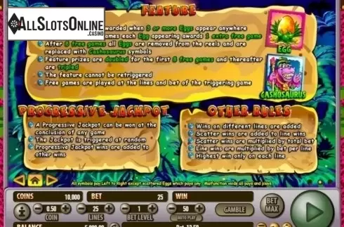 Paytable 2. Cashosaurus from Habanero