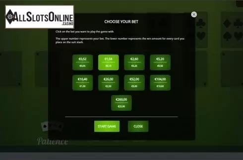 Intro screen. Casino Patience (Oryx) from Oryx