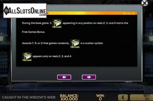 Paytable . Caught in the Widow's Web from High 5 Games