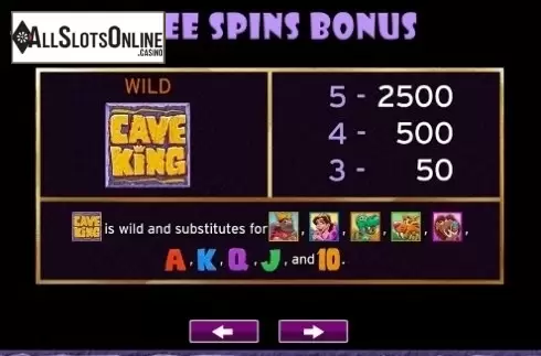 Paytable 2. Cave King from High 5 Games