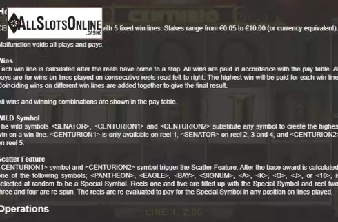 Game rules 2. Centurio from Merkur
