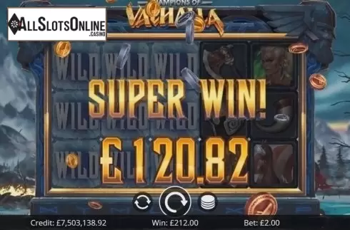 Super Win. Champions of Valhalla Jackpot from Eyecon