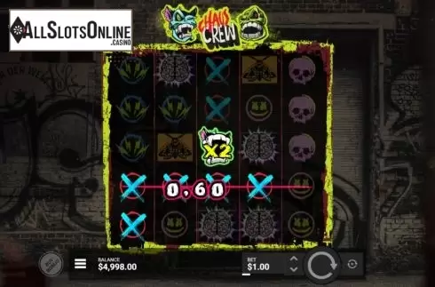 Win screen . Chaos Crew from Hacksaw Gaming