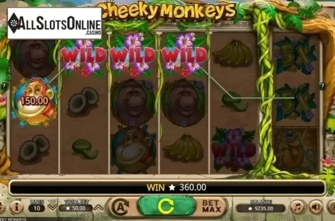 Win Screen. Cheeky Monkeys from Booming Games