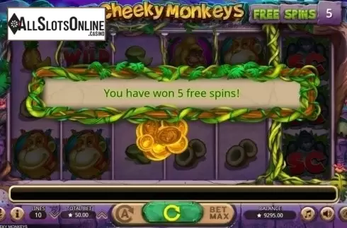 Free Spins. Cheeky Monkeys from Booming Games