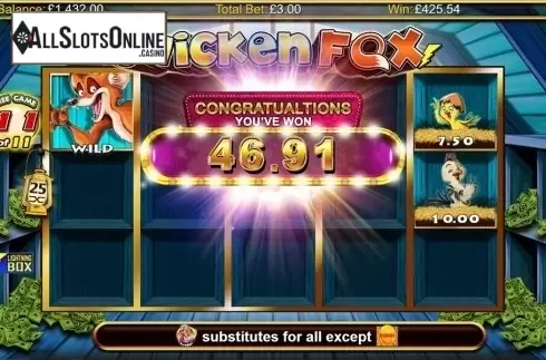 Win Screen. Chicken Fox from Lightning Box
