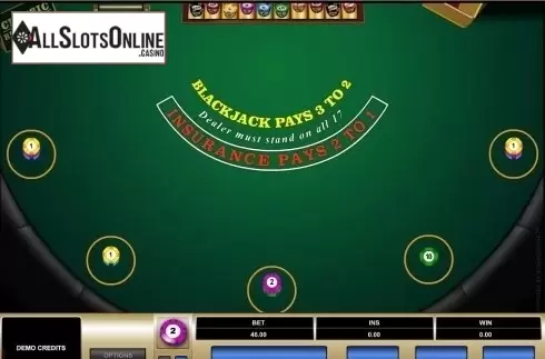 Game Screen. Classic Blackjack MH (Microgaming) from Microgaming