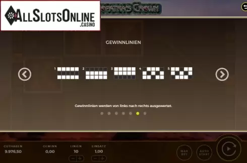 Paylines. Cleopatra's Crown from Bally Wulff