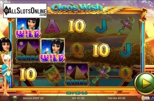 Wild Win screen. Cleo's Wish from NextGen