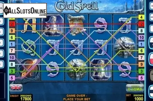 Reels screen. Cold Spell Deluxe from Novomatic