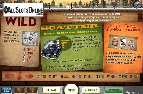 Paytable 1. Cops'N Robbers (Play'n Go) from Play'n Go