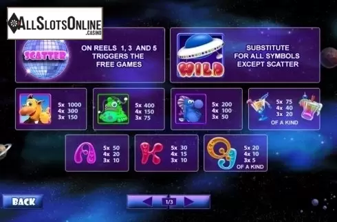 Paytable. Cosmic Disco from Playtech