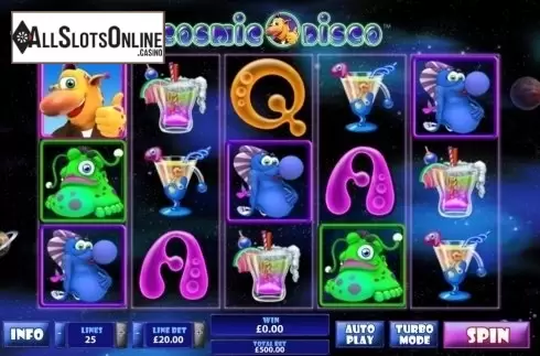 Game Workflow screen. Cosmic Disco from Playtech