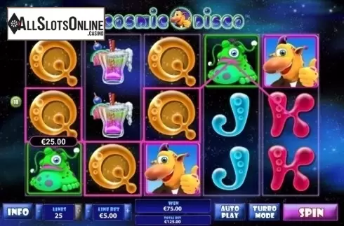 Win Screen . Cosmic Disco from Playtech
