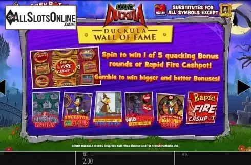 Paytable 4. Count Duckula from Blueprint