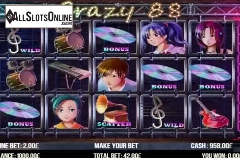 Game Workflow screen . Crazy 88 from Fugaso