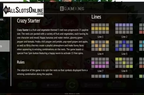 Paylines. Crazy Starter from BGAMING