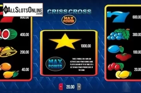 Paytable. Criss Cross (SYNOT) from SYNOT