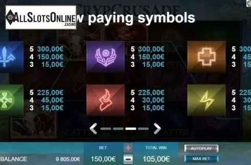 Paytable 2. CrypCrusade from Ganapati