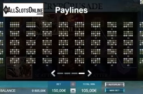 Paylines. CrypCrusade from Ganapati