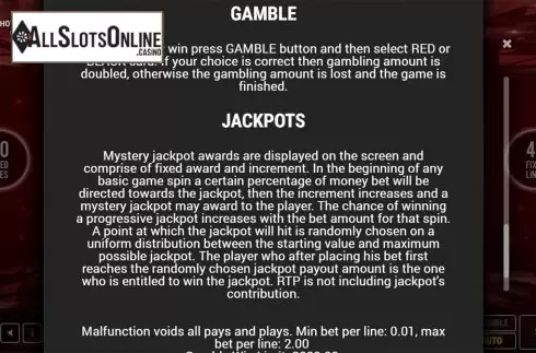 Paytable 3. Crystal Hot 40 from Fazi