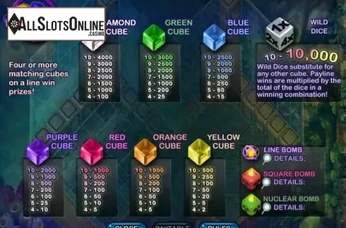 Paytable 1. Cubis from NYX Gaming Group