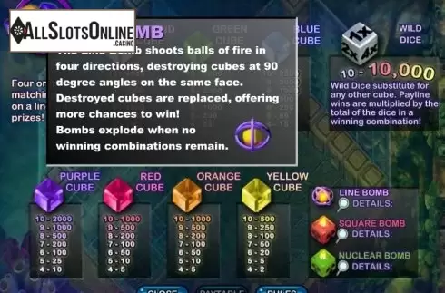 Paytable 5. Cubis from NYX Gaming Group