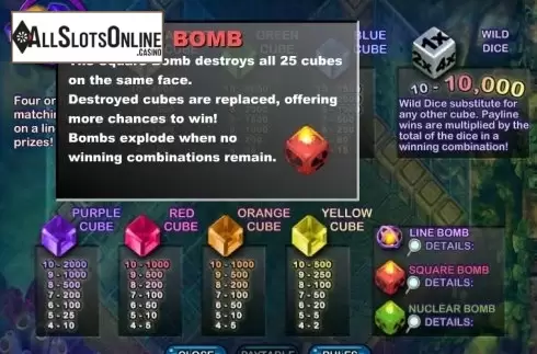 Paytable 6. Cubis from NYX Gaming Group