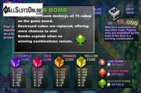 Paytable 7. Cubis from NYX Gaming Group