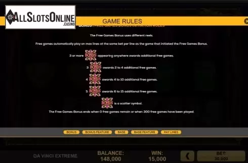 Features 2. Da Vinci Extreme from High 5 Games