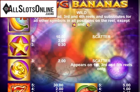 Paytable 1. Dancing Bananas from Casino Technology
