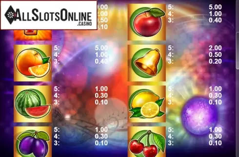 Paytable 2. Dancing Bananas from Casino Technology
