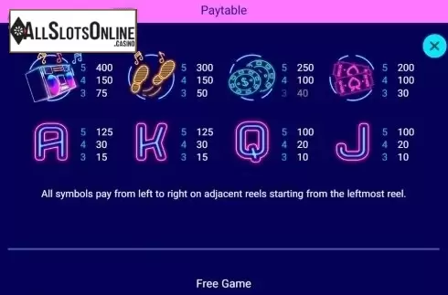 Paytable. Dancing Fever (Spadegaming) from Spadegaming