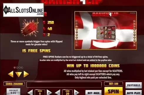 Pay table. Danish Flip from Play'n Go