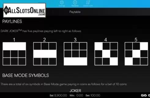 Paylines. Dark Joker (Spearhead Studios) from Spearhead Studios