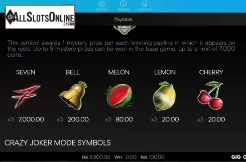Paytable 1. Dark Joker (Spearhead Studios) from Spearhead Studios