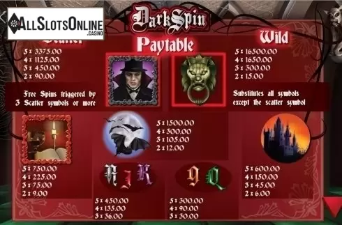 Screen2. Dark Spin from Booming Games