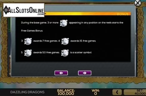 Paytable . Dazzling Dragons from High 5 Games