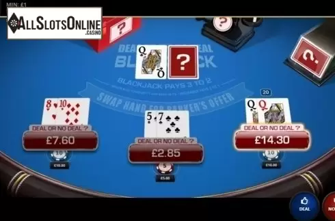 Game screen 2. Deal Or No Deal Blackjack from Red Tiger